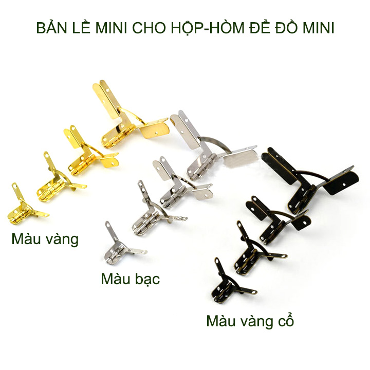 Bộ 4 bản lề chữ thất mini cho hộp để quà tặng, bằng thép mạ chống gỉ, nhiều loại cho khách tùy chọn