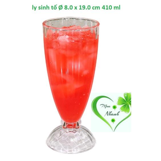 Bộ 6 ly uống sinh tố, ly ăn chè, ly bán hàng quán Ø 8.0 x 19.0 cm 410 ml nhựa acrylic trong bền đẹp