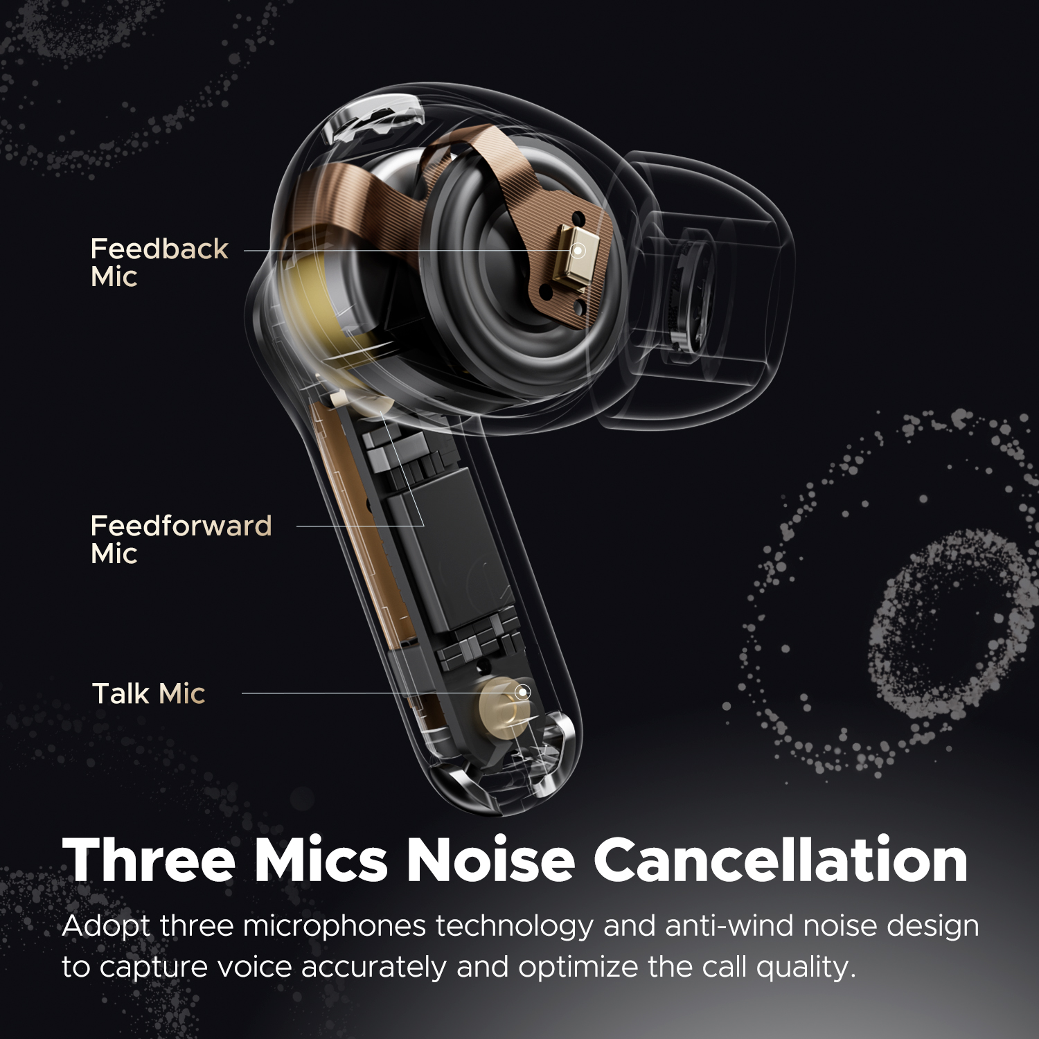 Tai nghe Bluetooth True Wireless SoundPEATS Capsule 3 Pro Transparent - Hàng Chính Hãng