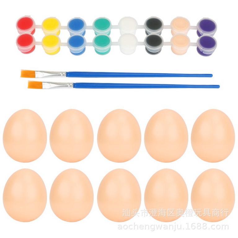 Bộ 12 hột gà Giả Bằng Nhựa Dùng tô điểm Để vẽ hoặc làm quy mô chuồng ấp, dụng cụ dạy học