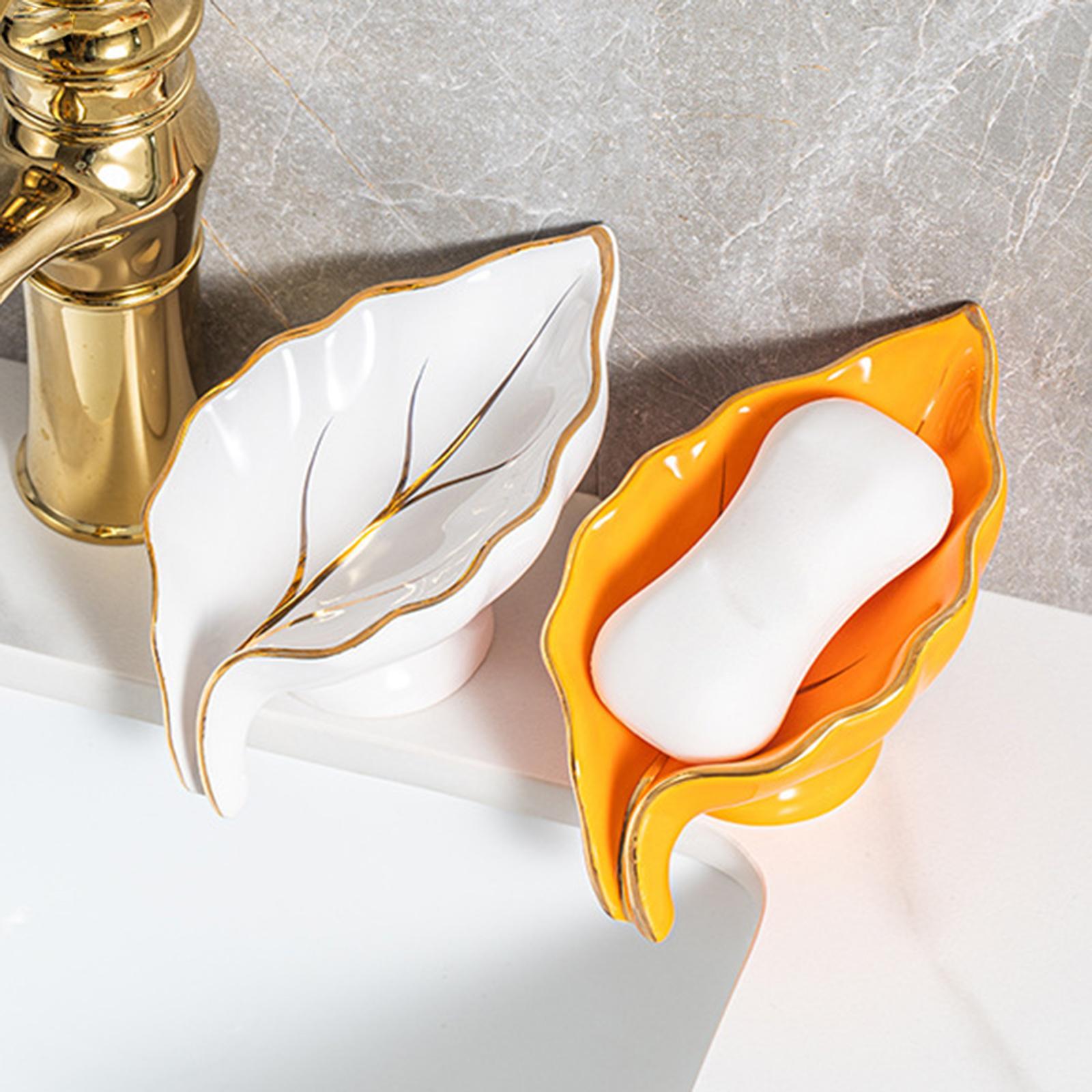 Ceramic Bathroom Soap Dishes Container Drain Tray Case Box for Bathtub White