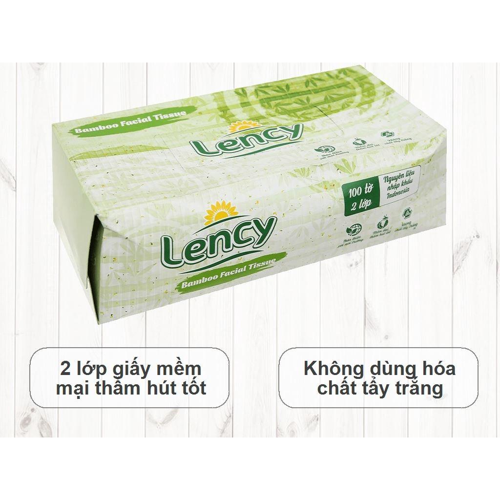 GIẤY LAU MẶT TRE LENCY HỘP 100 TỜ 2 LỚP (190 x 200 mm)