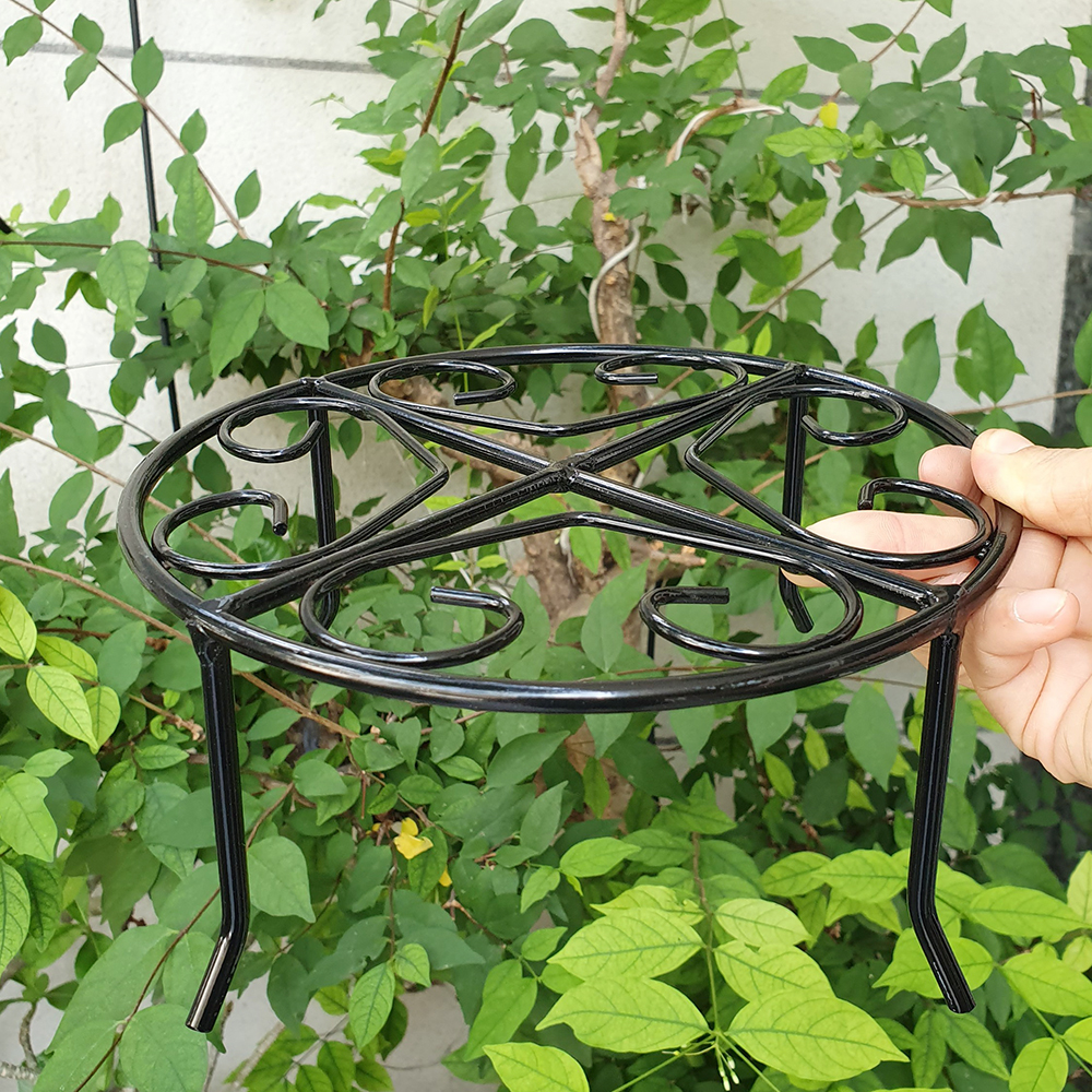 Bộ 2 kệ sắt tròn sơn tĩnh điện màu đen đặt chậu hoa 21x10cm