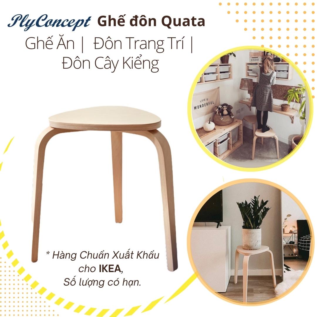 Ghế đôn, Ghế đẩu Ghế cafe, Ghế Trang trí Gỗ uốn cong Quata Chair - Plywood cao su, Sơn gốc nước an toàn.