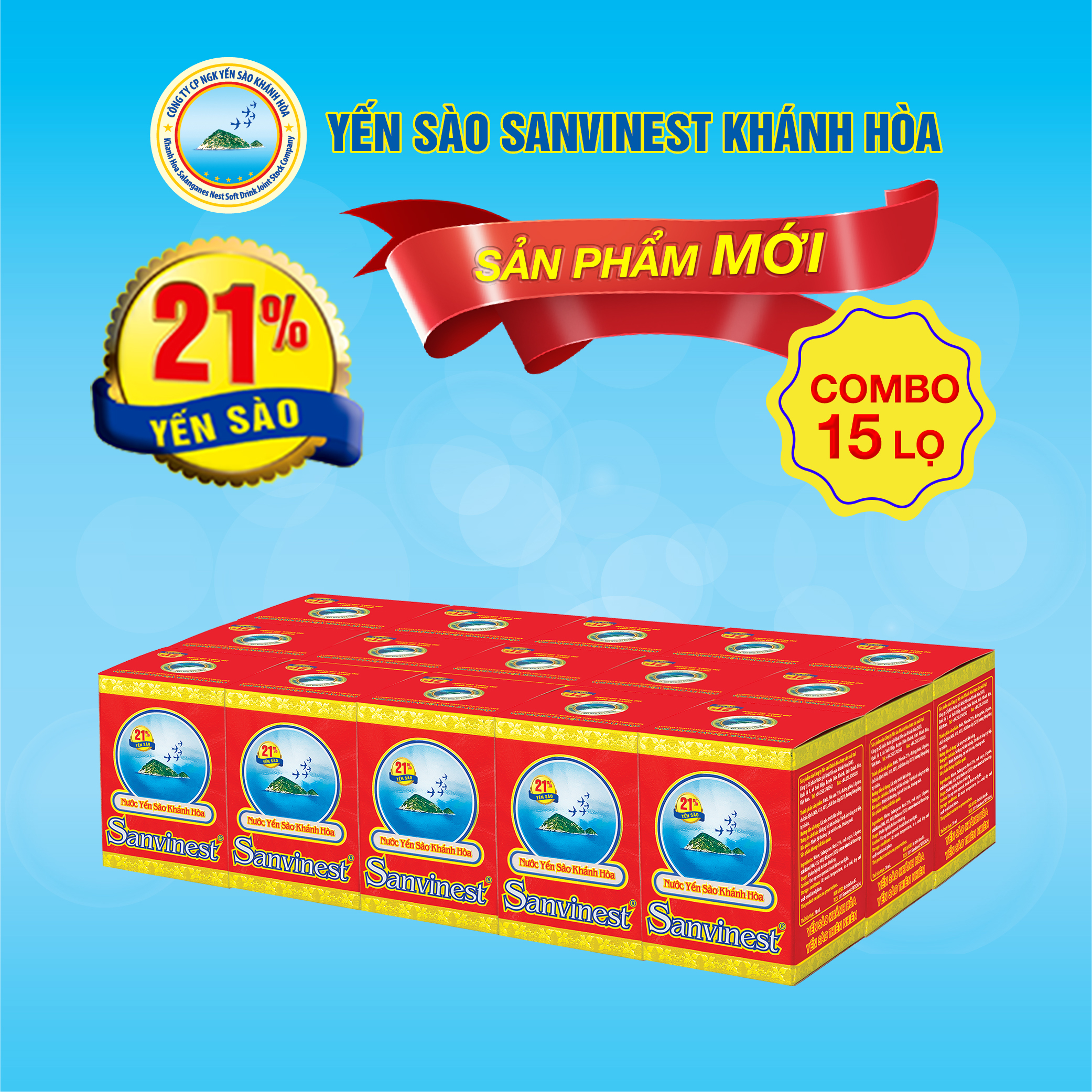 [Combo 15 lọ] Nước Yến sào Sanvinest Khánh Hòa đóng lọ 70ml - S101
