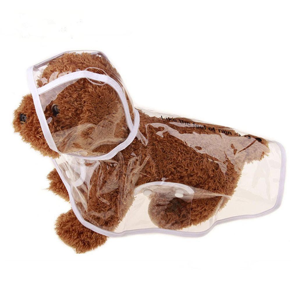 Pet Dog Rain Coat Poncho Rainwear Waterproof Jacket Hooded Hoodie Outdoor Wear, Clear