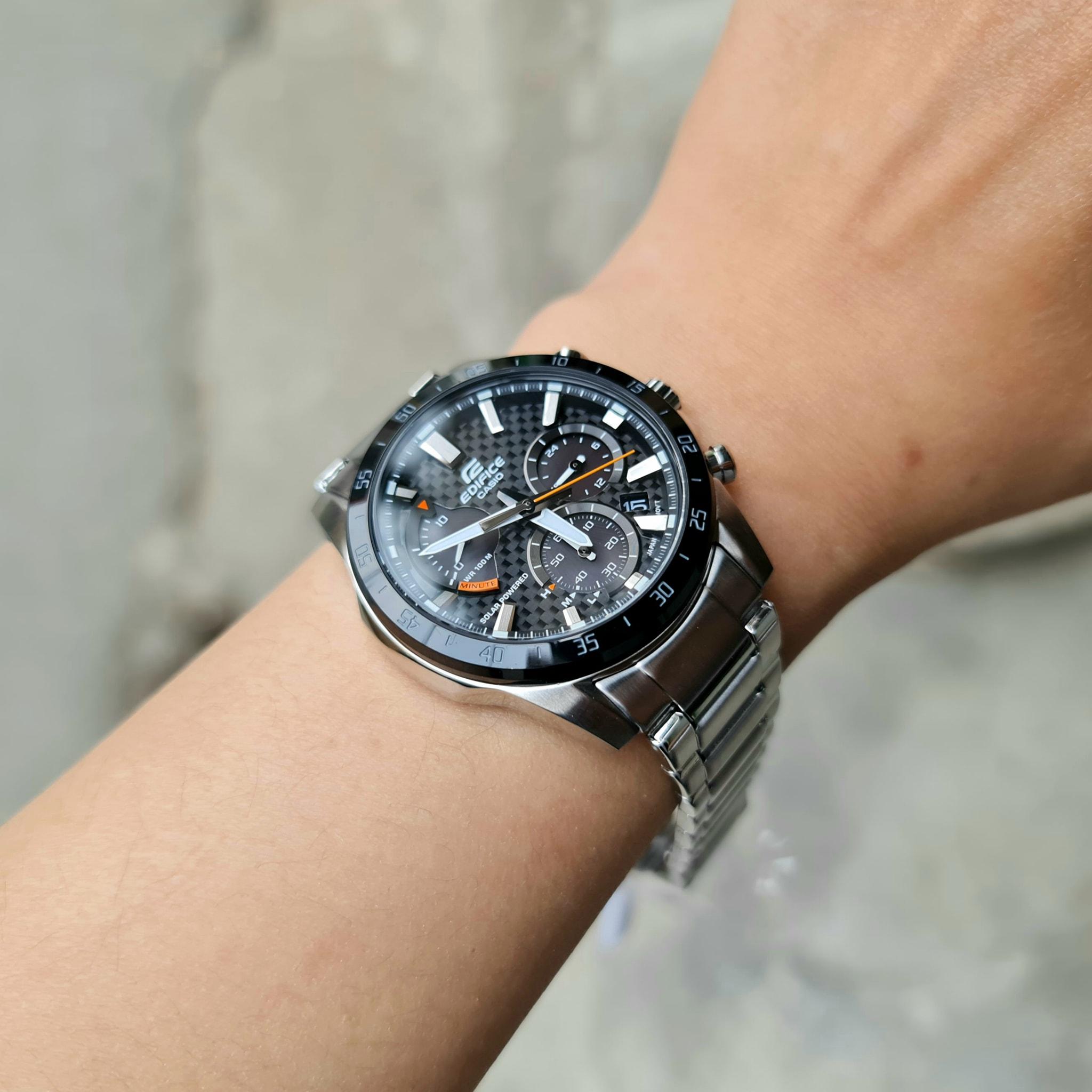 Đồng Hồ Nam Dây Thép Casio Edifice EQS-930DB-1AVUDF | Năng Lượng Mặt Trời | Mặt Carbon | EQS-930DB-1A