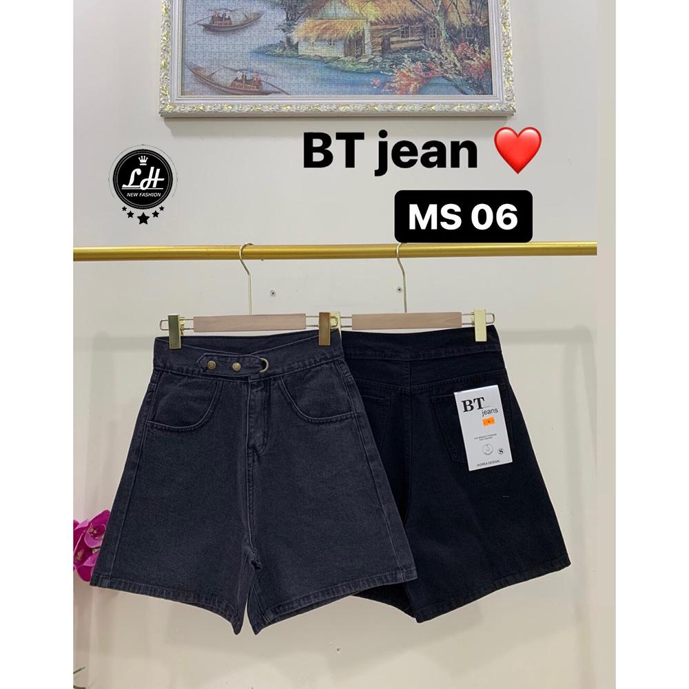 Quần ngố nữ ống rộng, quần short jean lưng cao màu xám đen hai nút kiểu túi nắp, túi vuông, 2 đai siêu dễ thương giá rẻ