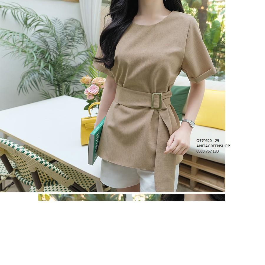 Q970620 ÁO KIỂU NỮ PHỐI THẮT EO