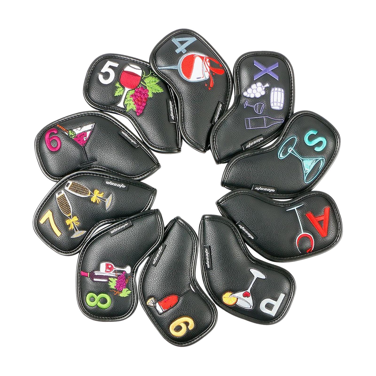 Golf Iron Head Covers Guard 4,5,6,7,8,9,A,S,P,x Waterproof Embroidered