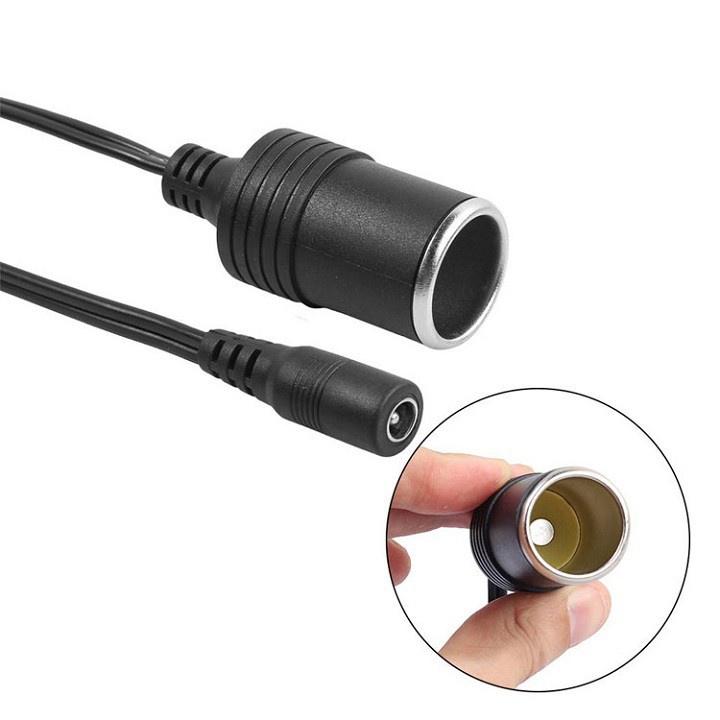 Bộ Cáp Chuyển Jack DC5.5x2.1mm Cái Sang Đầu Tẩu Ô Tô Cắm Nguồn Xe Hơi Cái