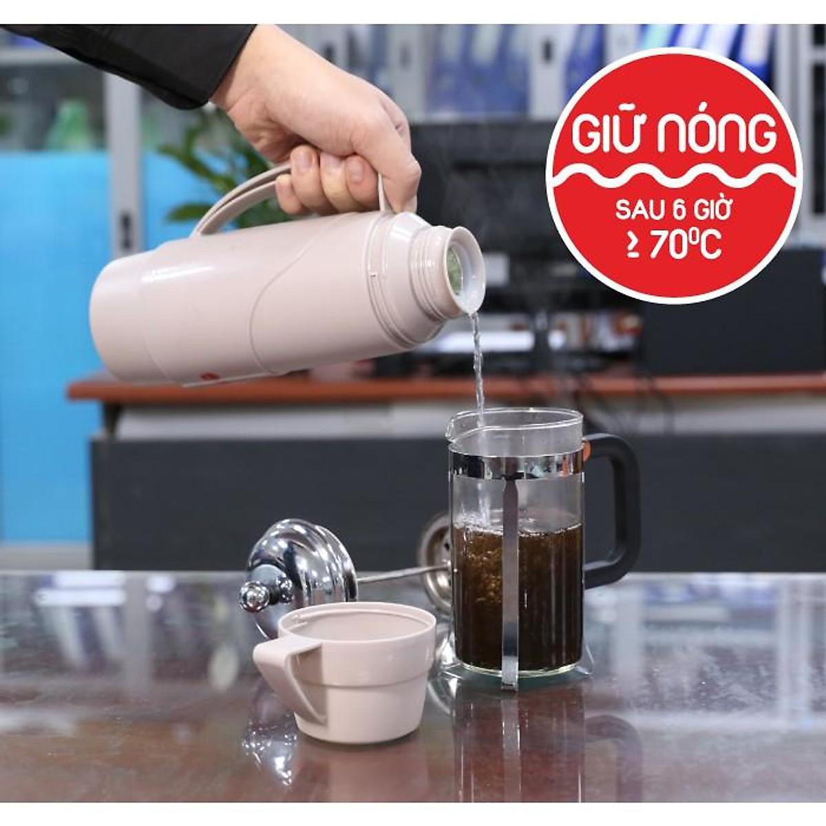 Bình Giữ Nhiệt 0.45 Lít Rạng Đông Giữ Nhiệt Sau 6h Trên 70 Độ Làm Từ Nhựa Chống Rơi, Vỡ, Lõi Thủy Tinh RD 04528 N1 - Màu Nâu