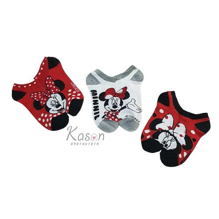 Combo 3 Đôi Vớ Trẻ Em Cổ Ngắn Họa Tiết Chuột Minnie