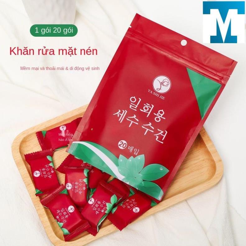 Túi 20 khăn giấy ướt nén Hàn Quốc, dạng viên kẹo dùng 1 lần, nhỏ gọn tiện lợi