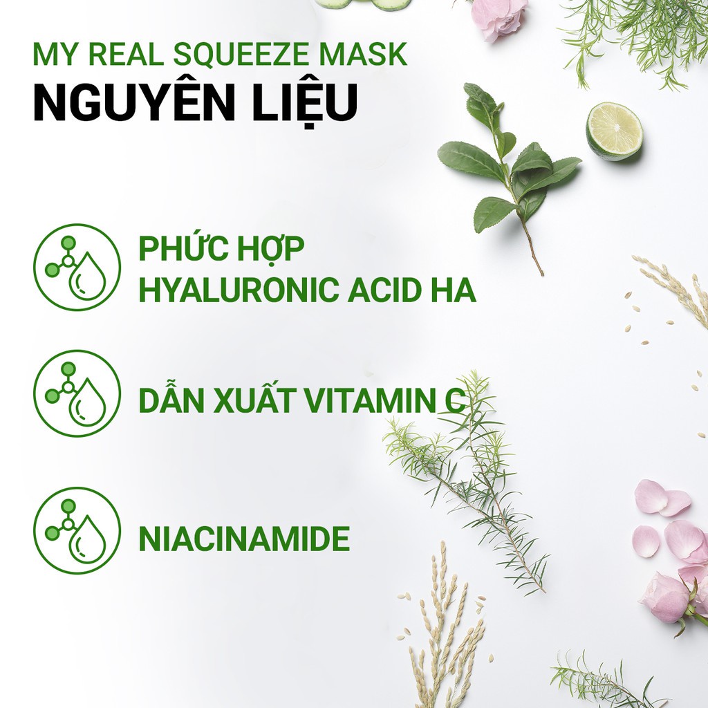 Mặt nạ giấy dưỡng da Hàn Quốc innisfree My Real Squeeze Mask 22ml