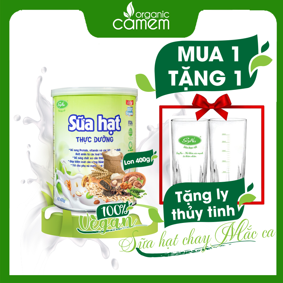Sữa Hạt Thực Dưỡng Soyna - Sữa Soyna Từ 10 Loại Hạt - Bổ Sung Canxi - Protein Cho Người Ăn Chay, Người Bị Tái Tháo Đường, Cho Mẹ Bầu, Cho Trẻ Nhỏ Từ 3 Tuổi. Sữa Canxi Thực Vật Dễ Tiêu Hóa, Dễ Hấp Thụ - 400G