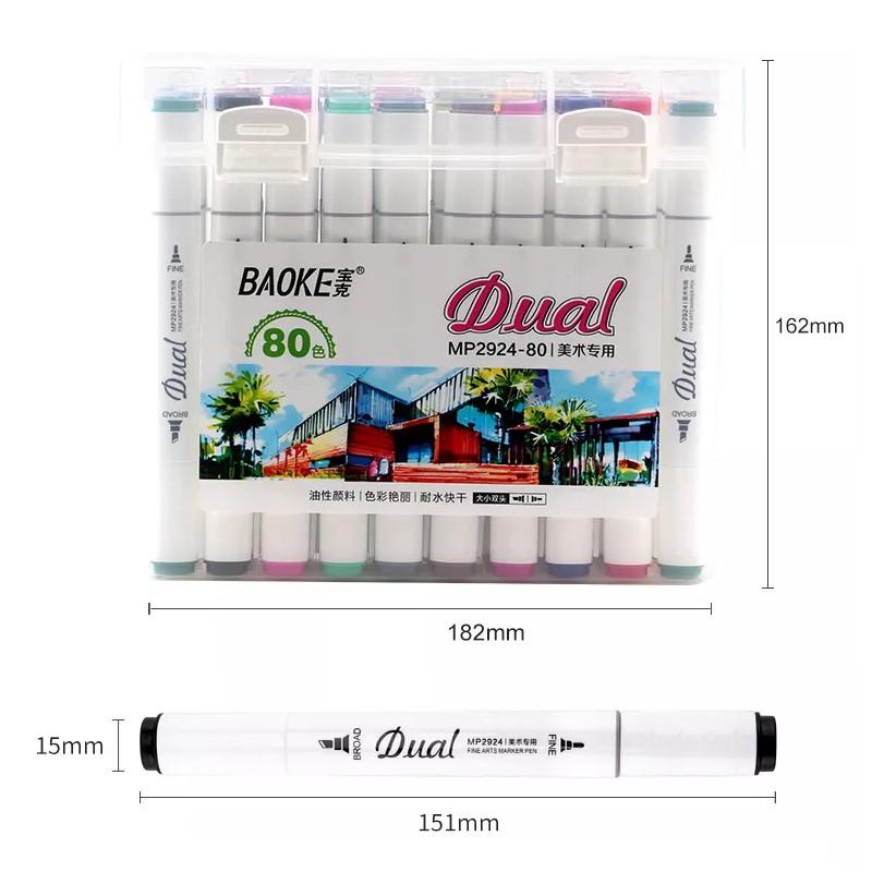 Bút màu Dual Marker 80 màu Baoke MP2924-80 (Tặng 1 hộp bút bi)