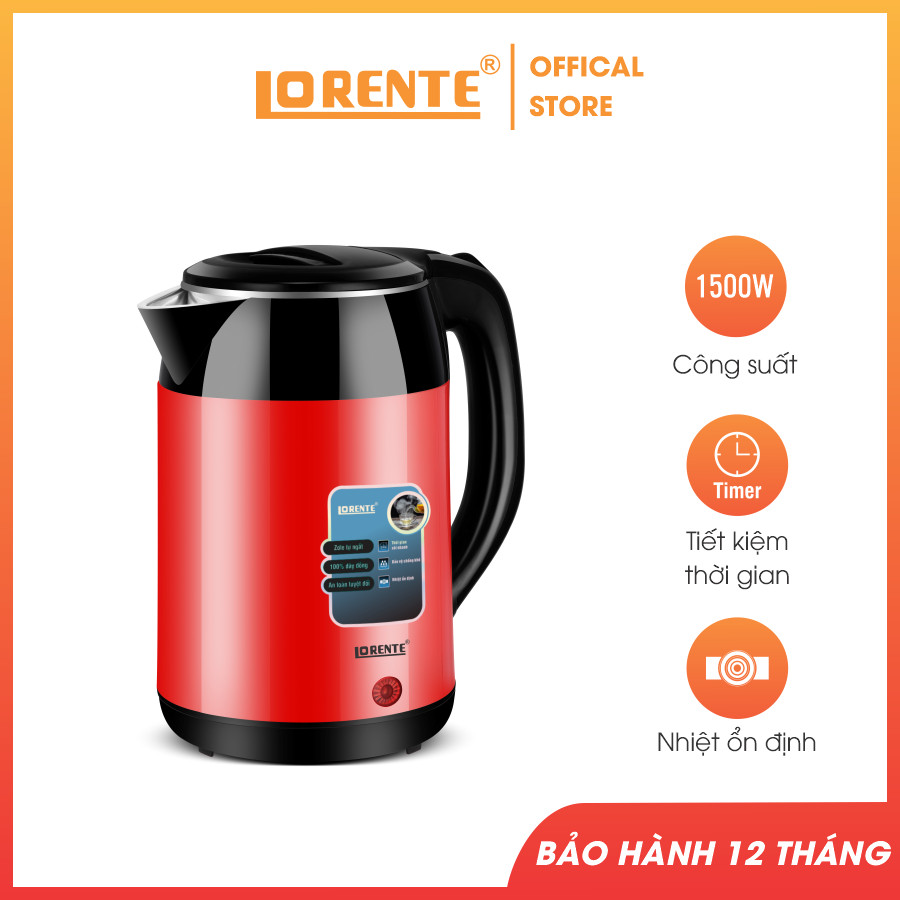 Ấm đun siêu tốc cao cấp 2.2L Lorente LT-3088R - Màu