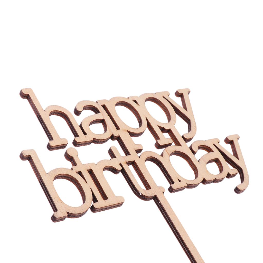 Wooden Happy Birthday Cake Topper Rustic Design Birthday Party Cake Decor