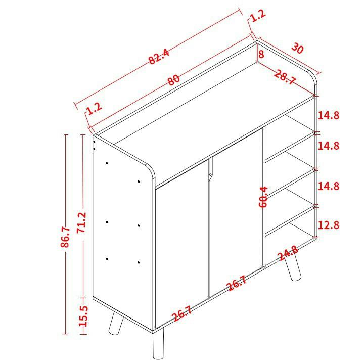 Kệ giày , tủ giày dép gỗ MDF 2 cánh 4 ngăn cao cấp 82x30x87cm - ND0141