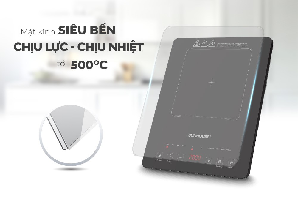 Bếp Từ Đơn Điện Tử Cảm Ứng Sunhouse SHD6805 Tặng Kèm Nồi Lẩu Inox - Hàng Chính Hãng