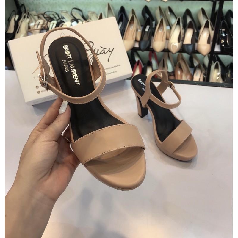 Sandal da lì đúp đế quai ngang gót trụ 12p cực chắc chắn Việt Nam xuất khẩu
