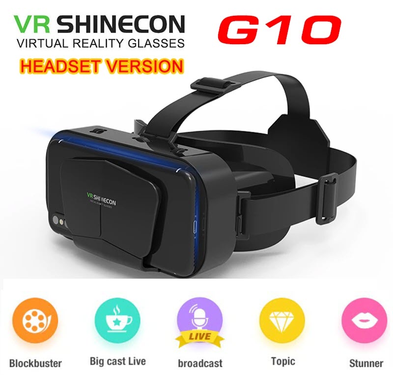 Kính Thực Tế Ảo VR SHINECON G10 Cho Điện Thoại 4.8 - 6.9 inch Điện Thoại Thông Minh Phiên Bản 2022 Có Tai Nghe - Hàng Chính Hãng