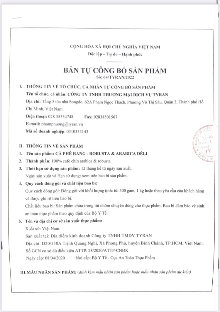 Cà Phê Rang Xay - ROBUSTA &amp; ARABICA Déli túi 500gr [CHUYÊN SỈ] HSD: 12 tháng, hậu vị đắng nhẹ, thơm nồng nàn