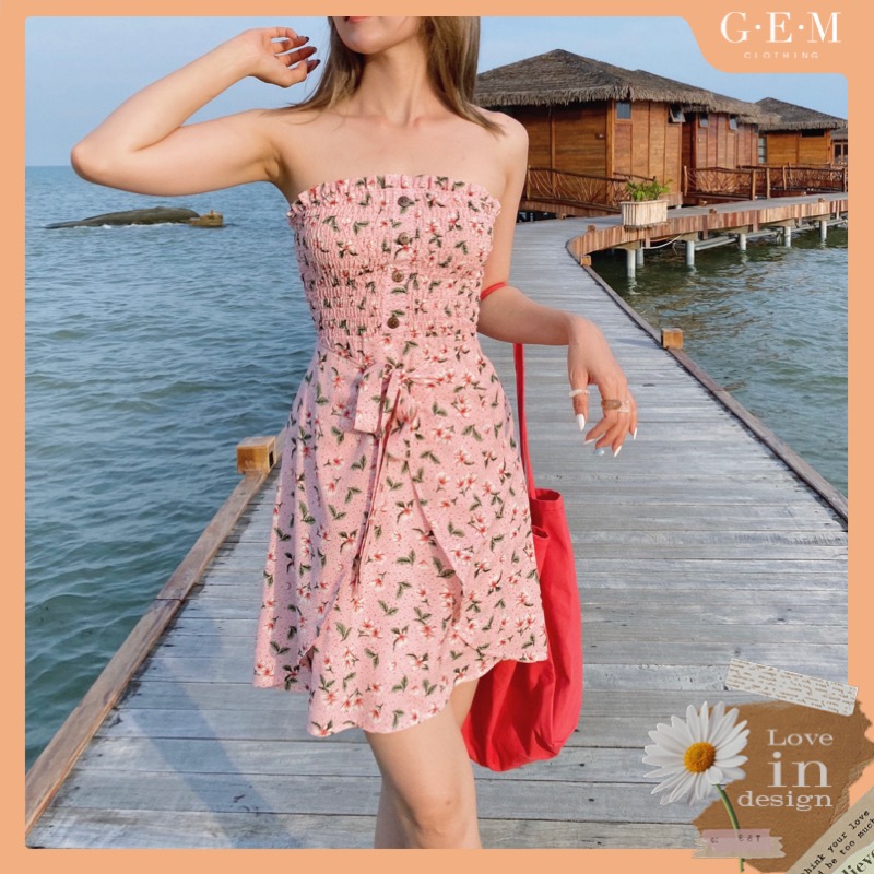 Đầm ống hồng hoa Diria Dress Gem Clothing SP001097