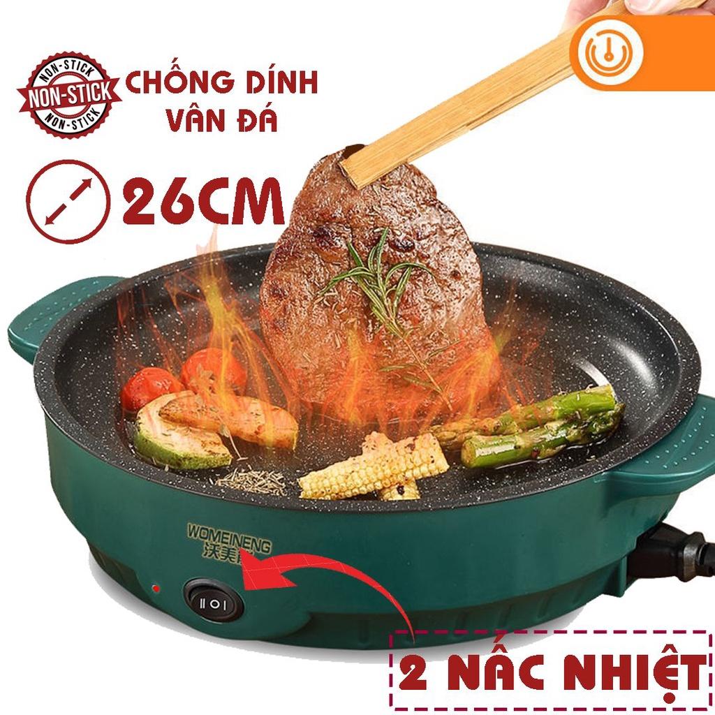 Chảo Nướng Điện Mini Shanban Đa Năng 26cm - Bếp Nướng Điện Chống Dính, Nướng Thịt BBQ Hàn Quốc