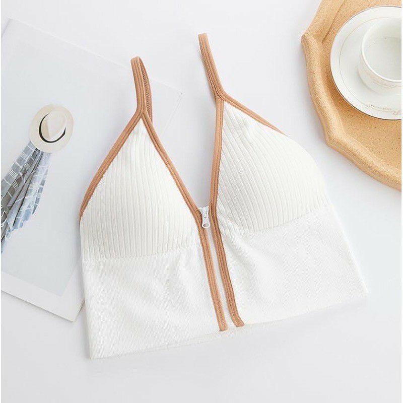 Áo Bra 2 Dây Chéo Lưng Kéo Khóa Trước