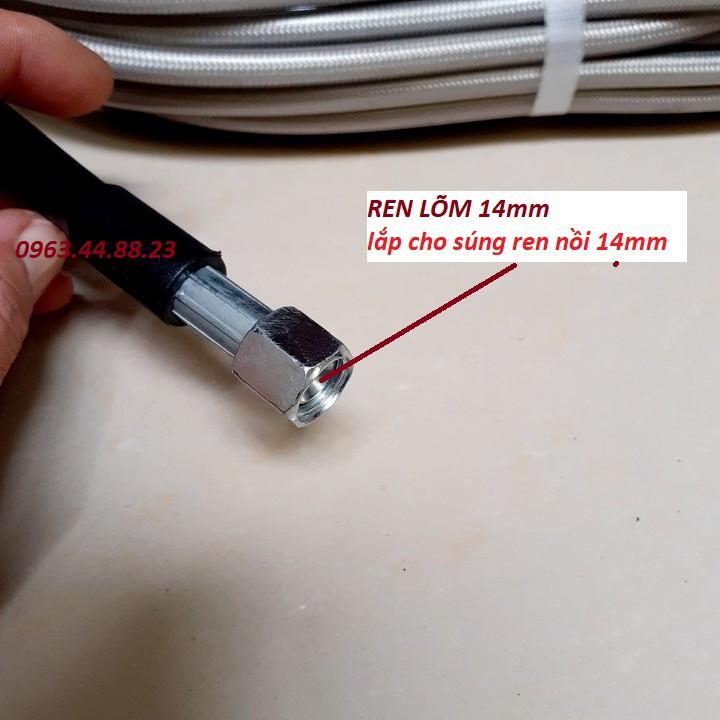 Dây rửa xe 10M - 15m - 20m áp lực cao dùng cho máy rửa xe mini gia đình đầu ren 22 và đầu ren trong 14mm lõm