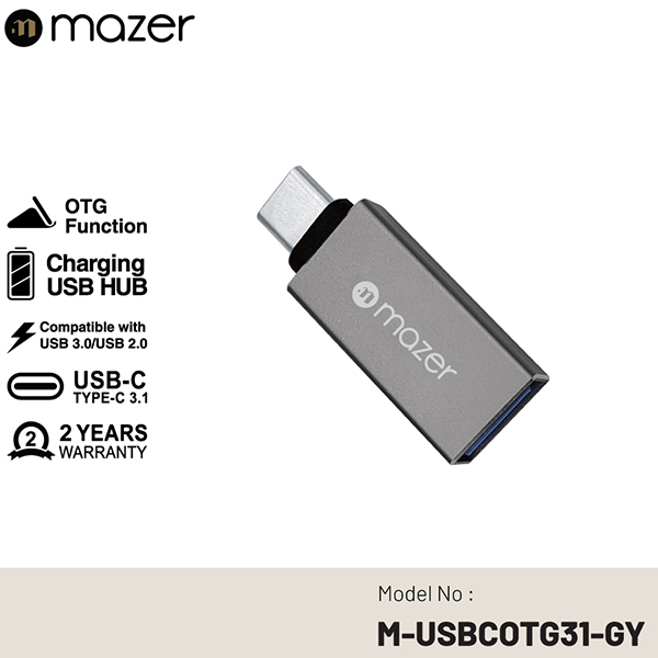 Cổng Chuyển Đổi Mazer USB-C 3.1 to USB-A - Hàng Chính Hãng