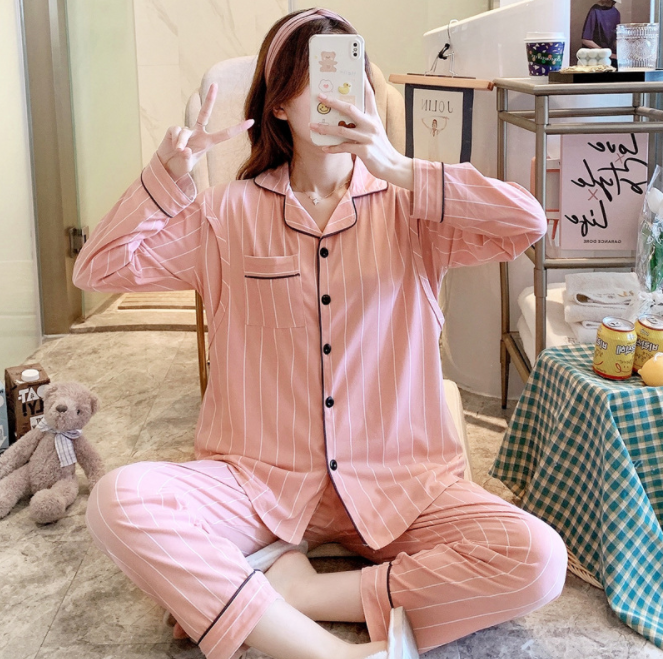 Bộ Đồ Pyjama Bầu Và Sau Sinh Dài Tay vải thun cotton mặc hè cực mát