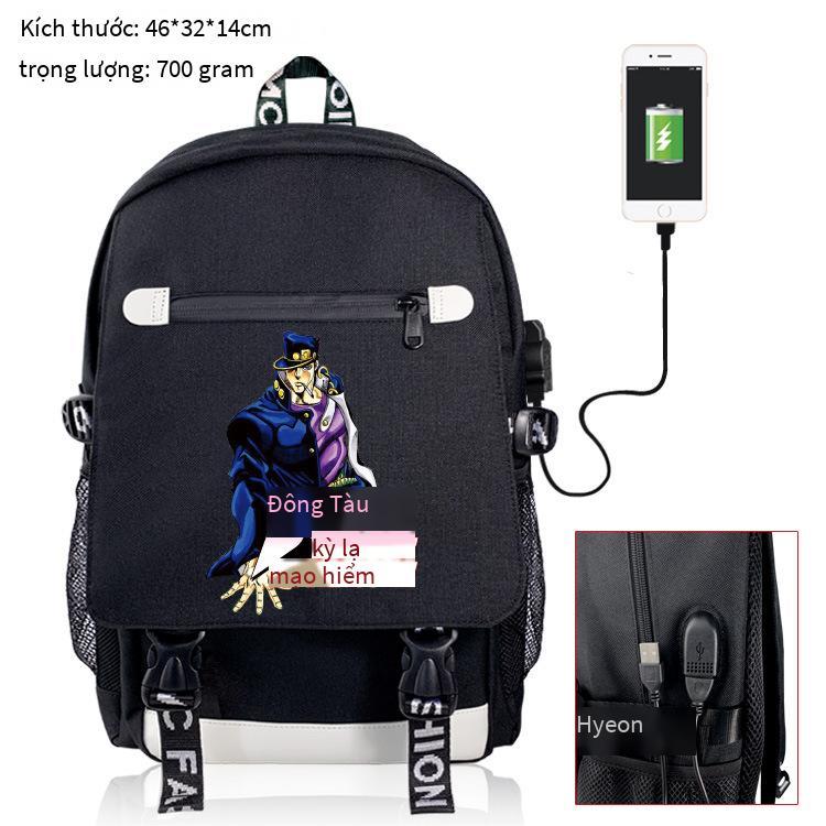 Đảm Bảo Chất Lượng Của Jojo Kỳ Dị Phiêu Lưu Ngoại Vi Ba Lô Hoạt Hình Anime Cáp Dữ Liệu USB Ba Lô Sạc Học Tất Túi