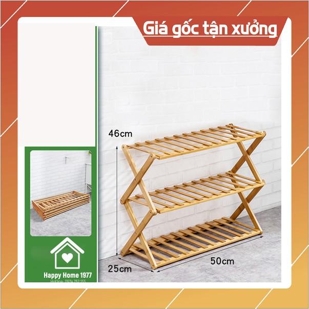 [HÀNG CÓ SẴN] Kệ để giày dép nhiều tầng gỗ tre, gấp xếp gọn nhẹ tiện lợi, Kệ không cần lắp ráp cho gia đình