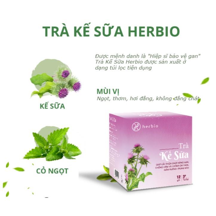 TRÀ THẢO MỘC KẾ SỮA HERBIO - hiệp sĩ bảo vệ gan, giúp chống viêm, chống oxy hóa, giảm mụn, giảm đường trong máu, ổn định tuyến giáp, tốt cho người bị tiểu đường, người dùng nhiều rượu bia cần giải độc gan