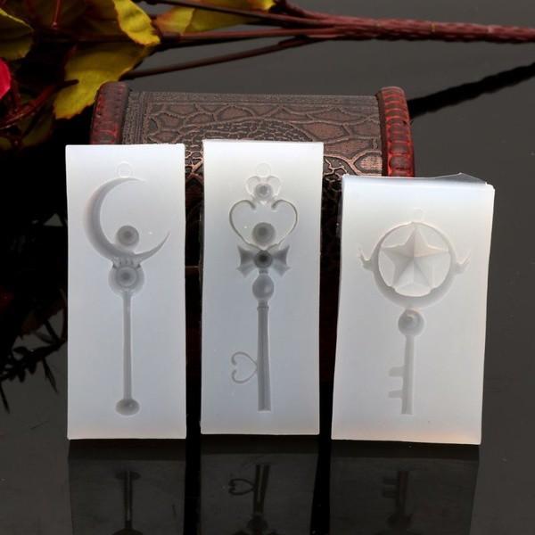 Khuôn Silicon Chìa Khóa - Gậy Phép Thuật Sakura Làm Handmade Resin