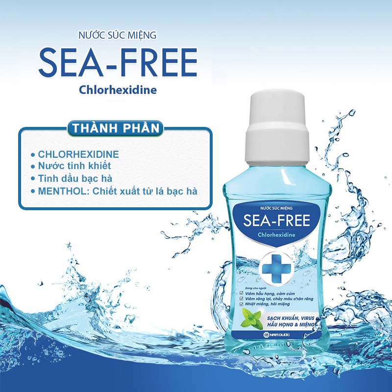 [Chính Hãng + FreeShip] Nước súc miệng diệt khuẩn Seafree Chlorhedixine 250ml, Sạch mảng bám, bảo vệ răng lợi chắc khỏe