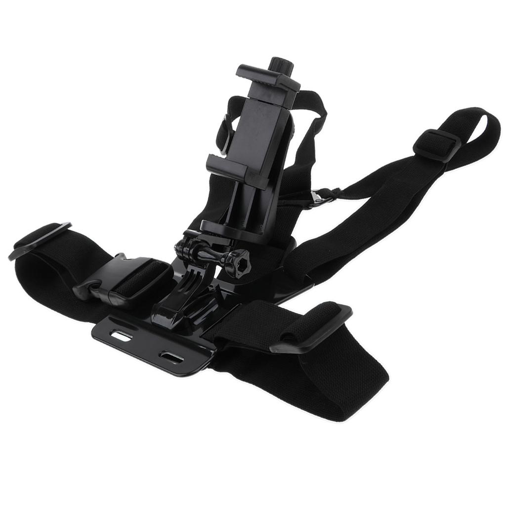 2x Chest Adjustable Strap Outdoor Holder with Clip for Smartphone Black