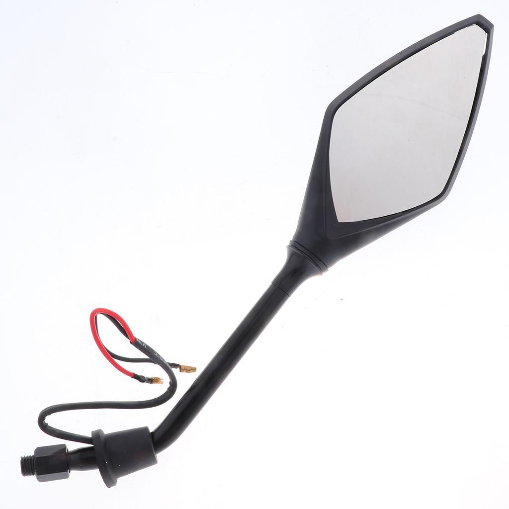 4X Motorcycle Side Rear View Mirrors w/ LED 10mm Indicator Light