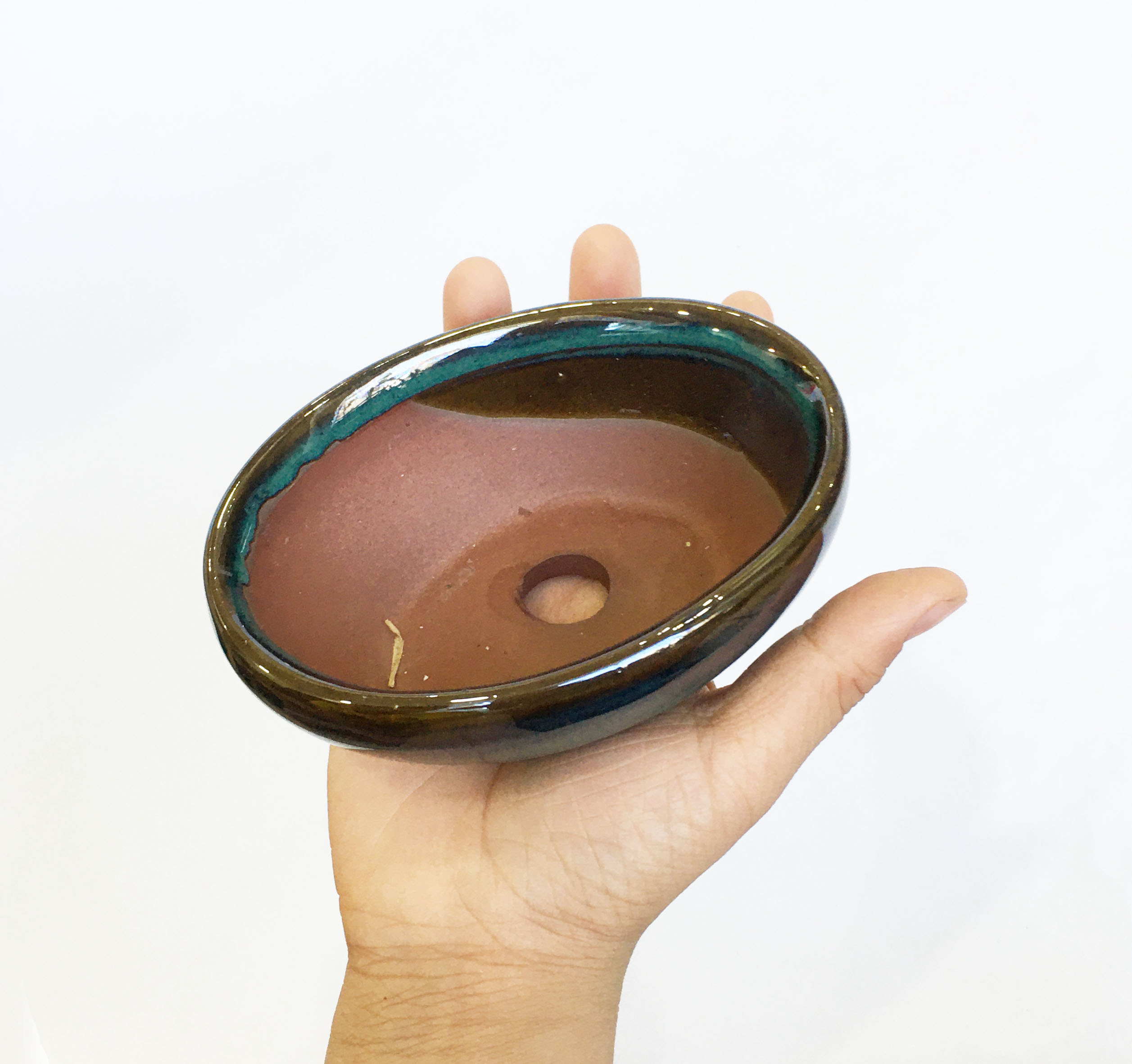 Chậu gốm sứ Bát Tràng Size S có lỗ, chậu bonsai men hỏa biến, men chảy, xinh xắn, độc đáo trồng bonsai, sen đá, decor