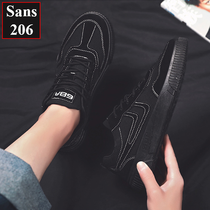 Giày sneaker nam Sans206 da lộn đế bằng cột dây giầy thể thao sports