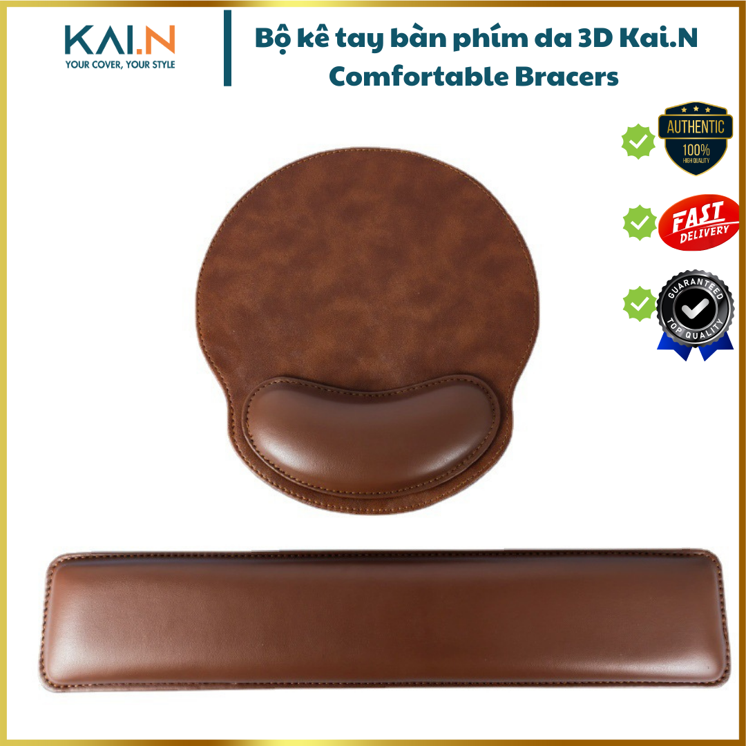 Combo kê tay bàn phím và lót chuột da 3D Kai.N Comfortable Bracers chống mỏi cổ tay_ Hàng chính hãng