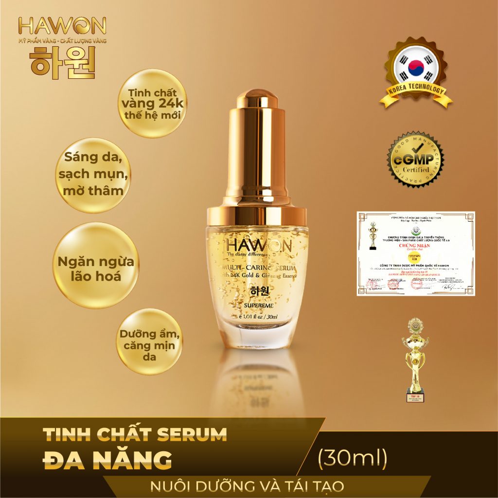 Serum sáng da &amp; mờ thâm chiết xuất Nhân Sâm tinh chất v.àng 24K HAWON - 20ml