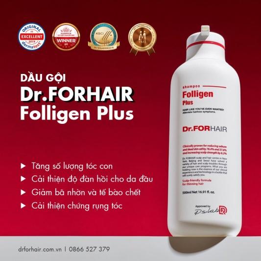 Combo dầu gội đầu ngăn ngừa rụng tóc Dr.FORHAIR Folligen Plus Shampoo 500ml x Sea Salt Scaler 300g