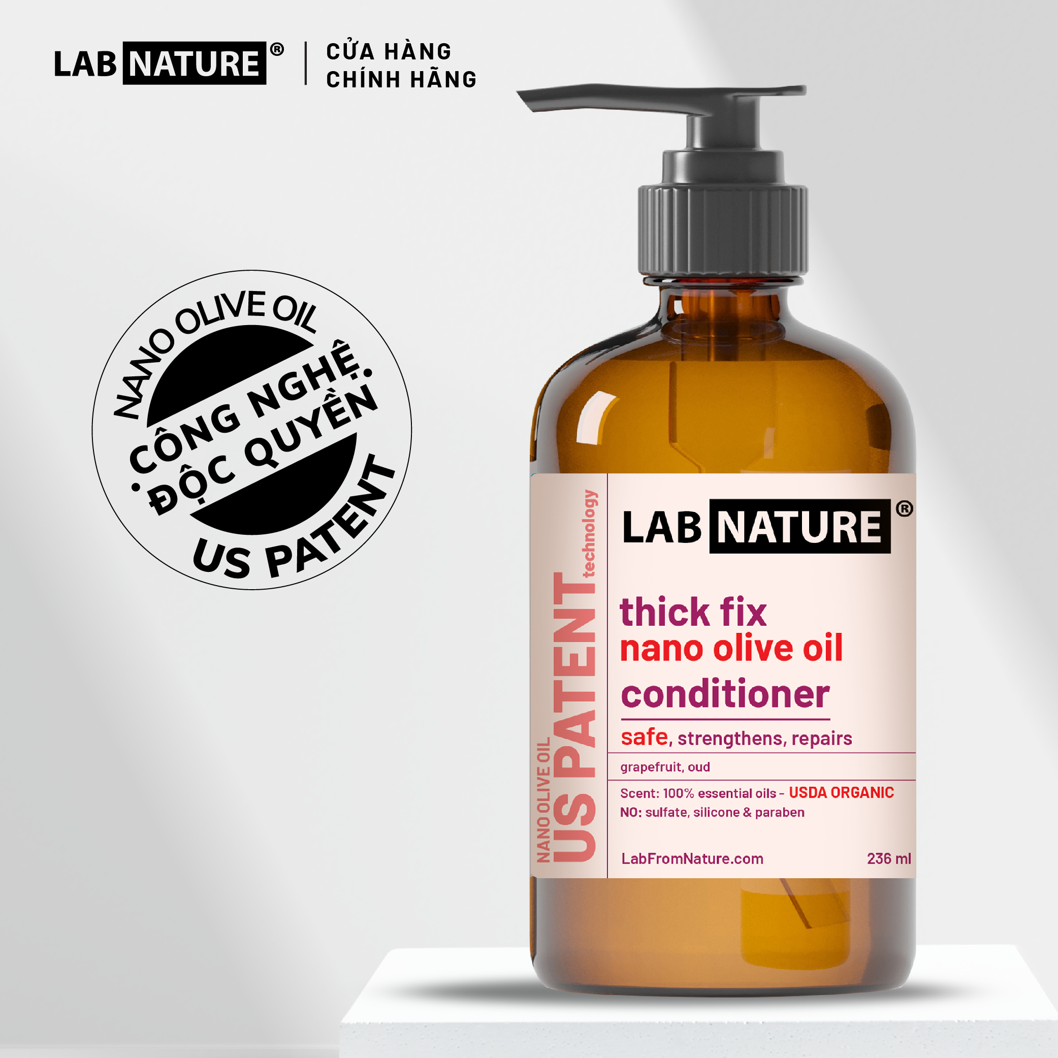 Combo Dầu Gội và Dầu Xả Ngăn rụng tóc cho mẹ bầu và sau sinh LAB NATURE No.2 - công nghệ Nano Olive Oil