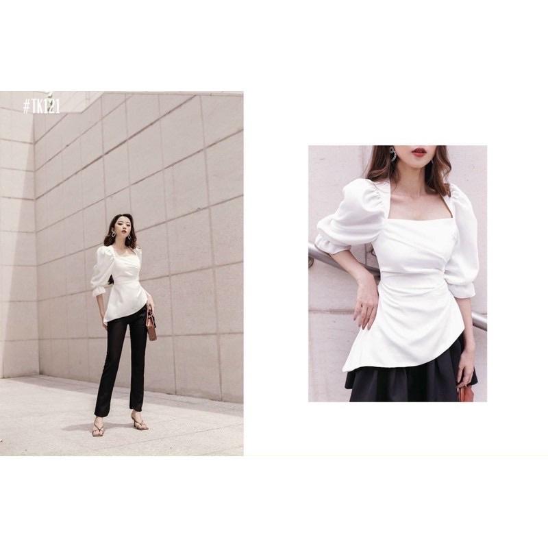 Áo Cổ Vuông Tà Xéo TK121