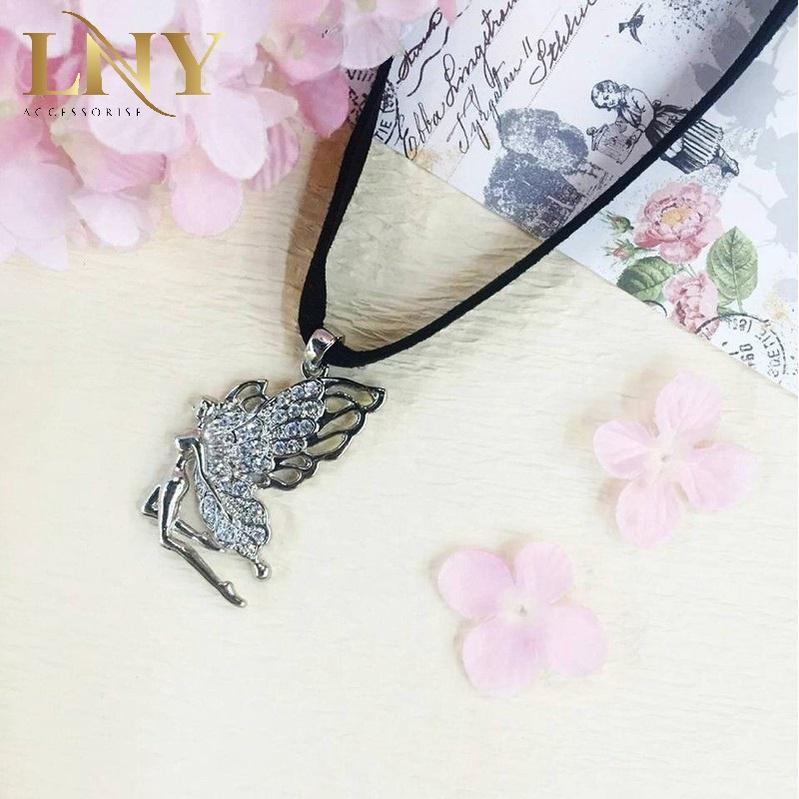 Vòng cổ choker dây nhung màu đen phong cách Hàn Quốc thời trang cho nữ