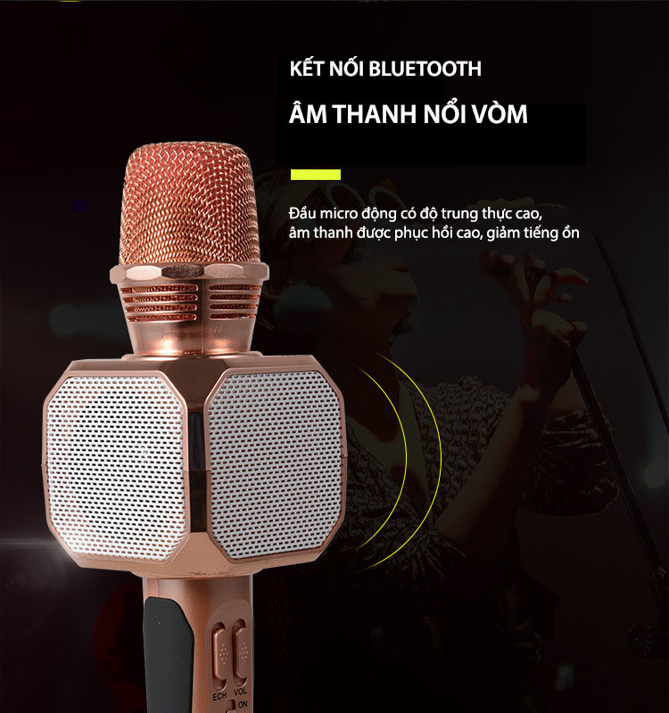 Micro karaoke không dây Floveme - SD10 loa bluetooth tích hợp micro hát , âm thanh trong, Bass khỏe - Hàng chính hãng